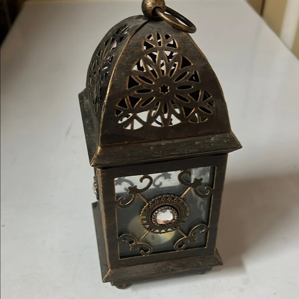 Vintage Bronze Lantern Candle Holder
